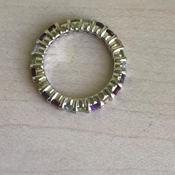 New Rainbow Gemstone Eternity Band Ring In Size 7 - Picture 3 of 5